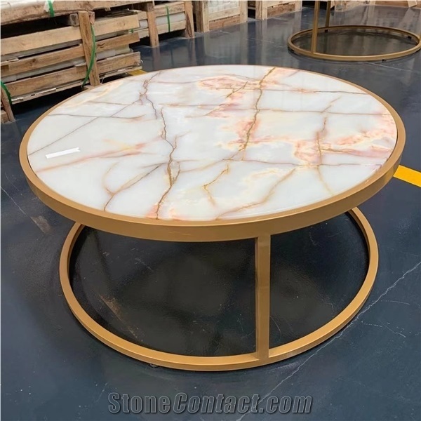 Natural Onyx Round Coffee Table for Hotel and Villa