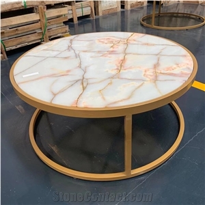 Natural Onyx Round Coffee Table for Hotel and Villa