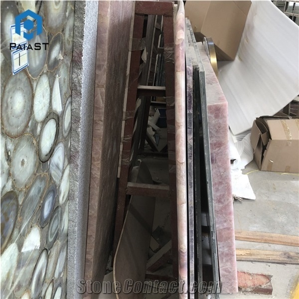 Pink Agate Semiprecious Stone Slabs & Tiles