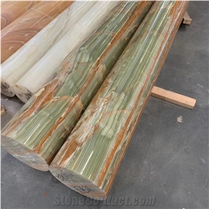 Roman Pillar Natural Round Onyx Columns Interior Decorative
