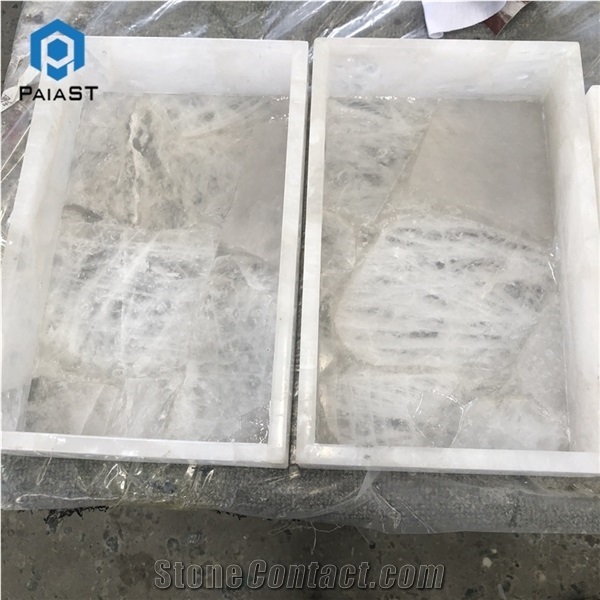 White Crystal Agate Semiprecious Stone Jewel Boxes
