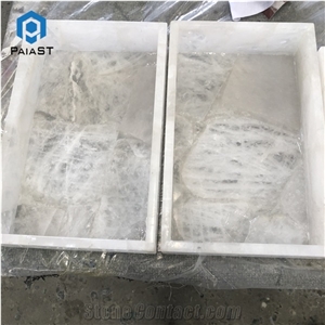 White Crystal Agate Semiprecious Stone Jewel Boxes