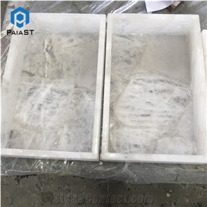 White Crystal Agate Semiprecious Stone Jewel Boxes