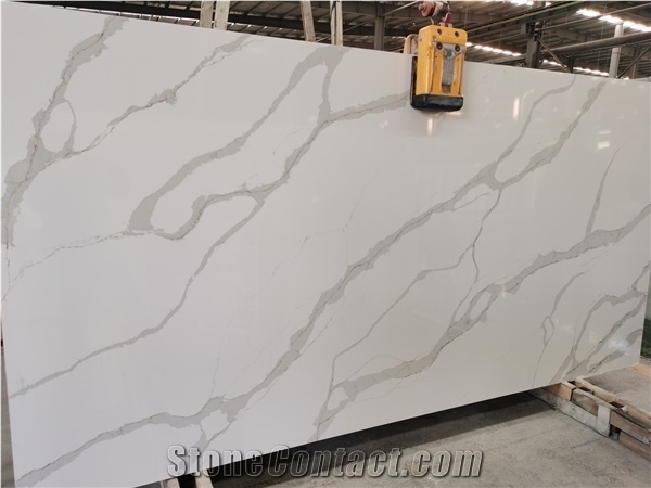 Artificial Stone Calacatta White Quartz Slabs for Vanity Top