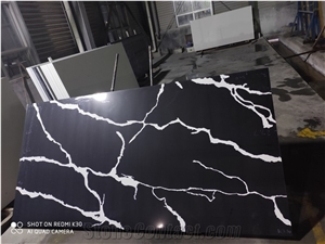 Black Calacatta Quartz Countertop Slab Solid Surface Stone