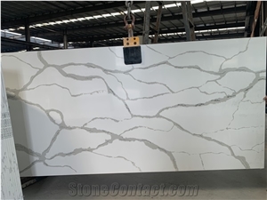 Classic White Quartz Slabs Engineer Surface Stone for Vanity