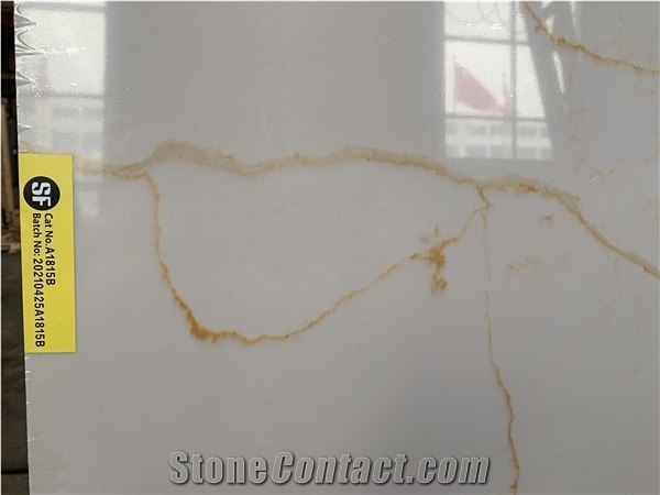 Quartz Stone Calacatta Marble Looking Slab For Kitchen