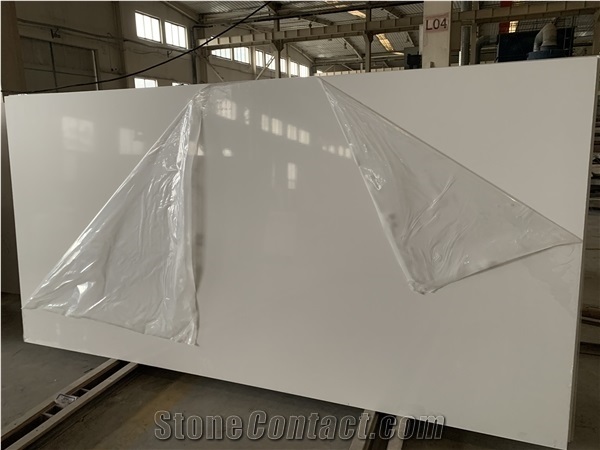 Super Pure White Solid Engineer Slabs for Countertop