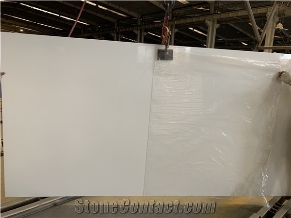 Super Pure White Solid Engineer Slabs for Countertop