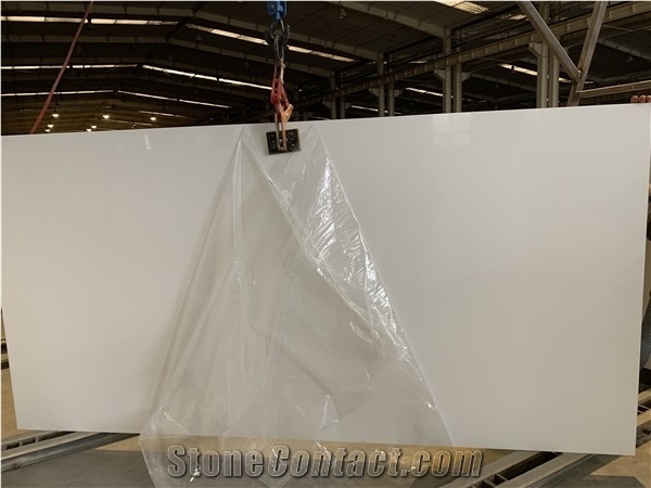 Super Pure White Solid Engineer Slabs for Countertop