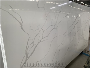 White Calacatta Quartz Slabs for Countertop and Vanity Top