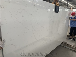 White Calacatta Quartz Slabs for Engineer White Countertop