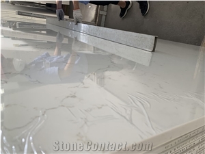 White Calacatta Solid Surface Slabs Engineer Stones