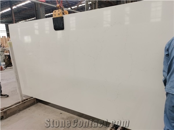 White Quartz Calacatta Stone for Kitchen Top