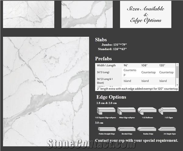 Aq-C1131 Calacatta Quartz Stone Slabs