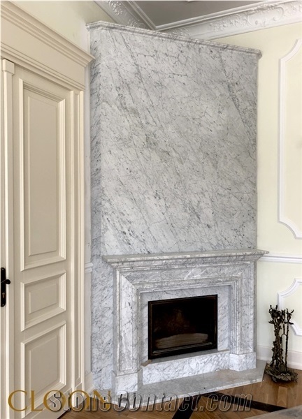 Bianco Carrara Marble Fireplace