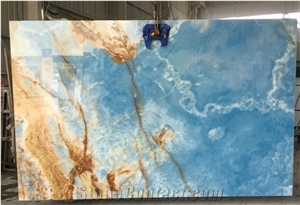 Natural Stone Blue Onyx Luxurious Interior Decoration