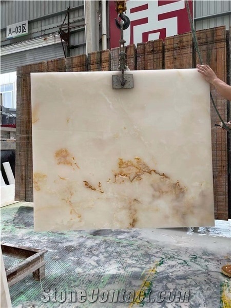 Transparent Polished White Onyx Slabs for Wall Decoration
