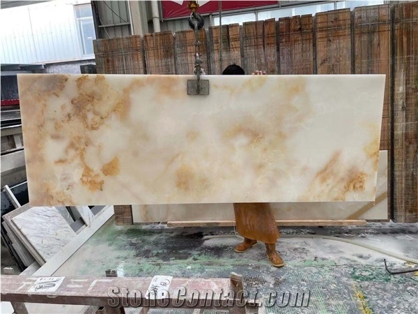 Transparent Polished White Onyx Slabs for Wall Decoration
