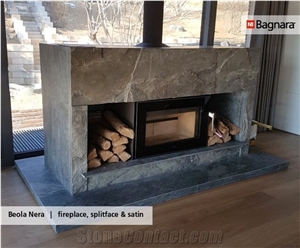 Beola Nera Fireplace Splitface Satin