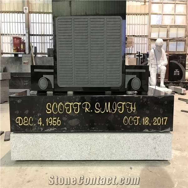 Black Granite Usa Style Tombstone,Monument,Headstone,Gravel