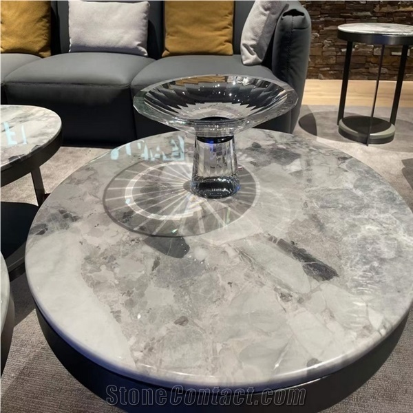 Conglomerate Dinning Round Table Tops Restaurant