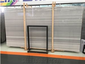 Star Grey Polished Marble,White Straight Grain Slab