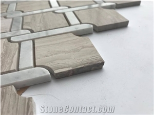 China White Oak Marble Mosaic Pattern Wall Tiles