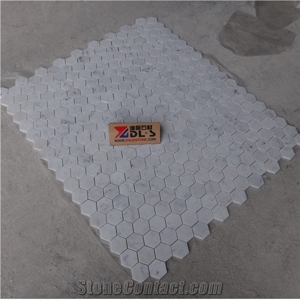 Premium Quality Carrara White Hexagon Mosaic Tile Backsplash