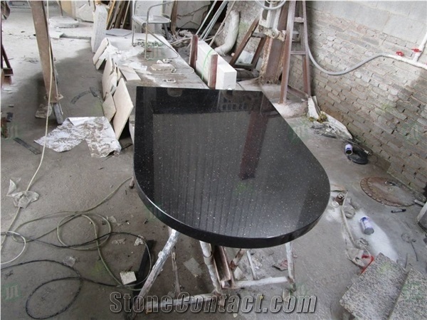 Black Galaxy Granite Kitchen Countertops Splash Board