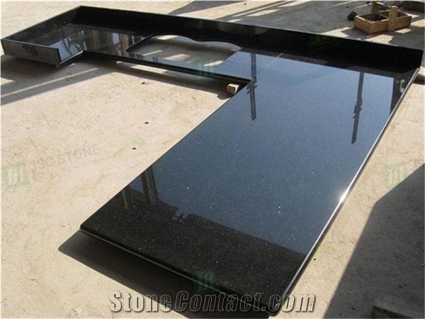 Black Galaxy Granite Kitchen Countertops Splash Board