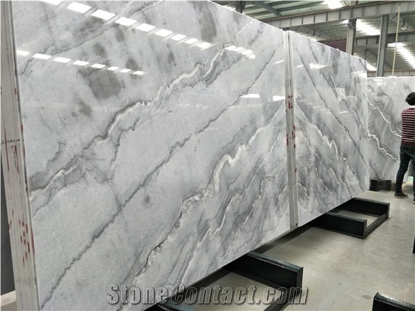 Bookmatched Bruce Grey Marble Slabs High Quality