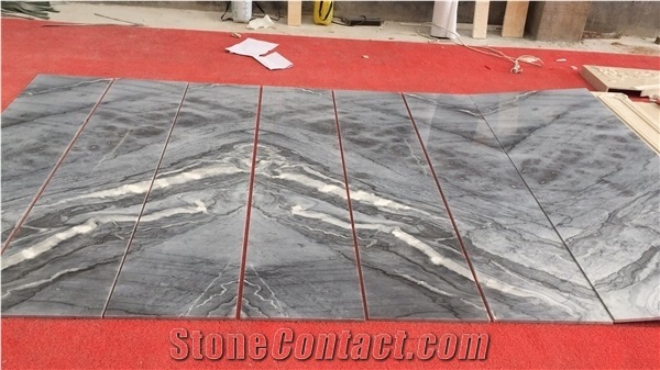 Bookmatched Bruce Grey Marble Slabs High Quality