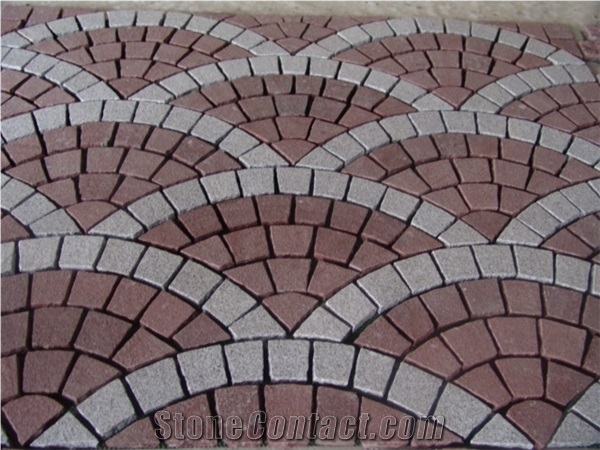 G666 Red Porphyry Cobble Stone Paver Cube Stone