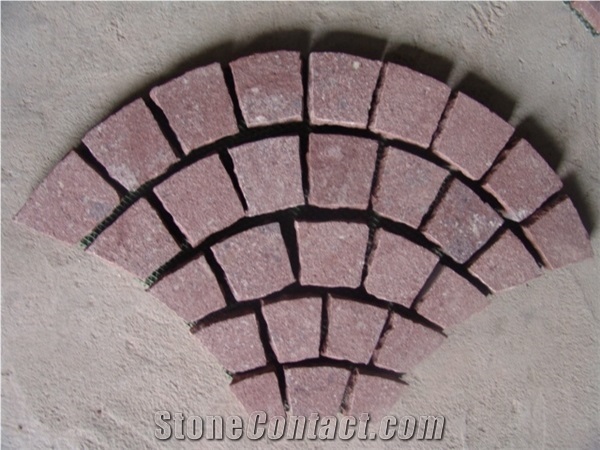 G666 Red Porphyry Cobble Stone Paver Cube Stone