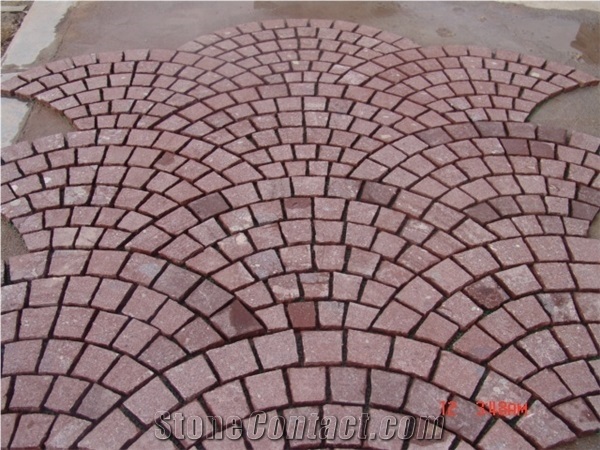 G666 Red Porphyry Cobble Stone Paver Cube Stone