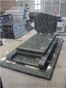 Green Granite Tombstone Gravestone Carving Headstone