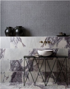 Lilac White Milas New York Marble Book Match Honeycomb