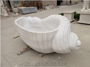 Natural Stone White Marble Bathtub Customized Size