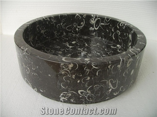 New Arrivals Black Fossil Ancient Marble Sinks Basin