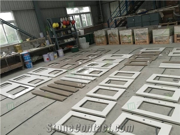 Pure White Artificial Quartz Caesar Vanity Top Countertop