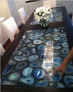 Semiprecious Stone Gemstone Blue Agate Tile Slab