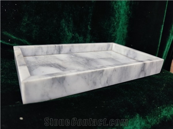White Marble Craft Honed Rectangle Towel Tray Hotel Design