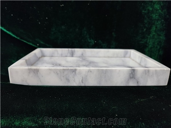 White Marble Craft Honed Rectangle Towel Tray Hotel Design