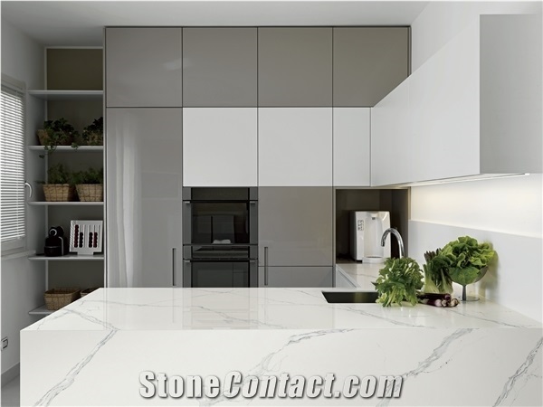 Artificial Stone Calacatta White Quartz for Countertop