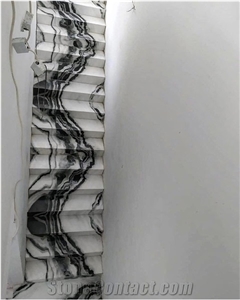 Natural Stone Stairs Design White Panda Marble Steps