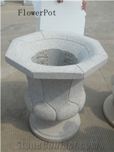 Rounded White Marble Flower Pot
