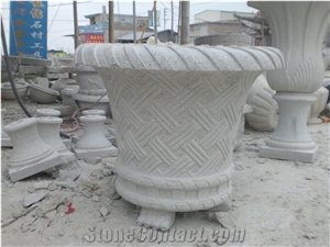 Rounded White Marble Flower Pot