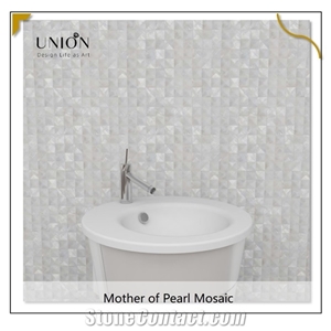 3d Convex Art White Color Mop Shell Mosaic Tiles Bathroom