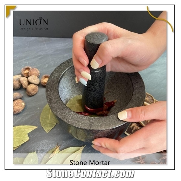 6 Inch Mortar&Pestle Set Solid Stone Grinder/Guacamole Bowl
